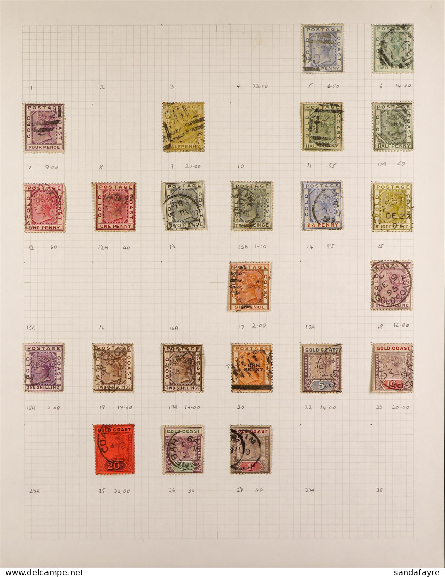 1876 - 1953 COLLECTION Of Used Stamps On Pages, Levels Of Semi-specialisation Incl Shades & Different Dies, Many Higher  - Goldküste (...-1957)