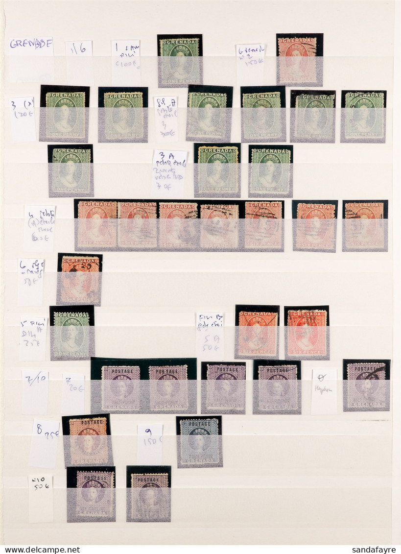 1861 - 1930's COLLECTION Of Mint & Used Stamps On Stock Book Pages, Note 1861-62 1d & 6d, 1863-71 1d (2, One Unused) & 6 - Granada (...-1974)