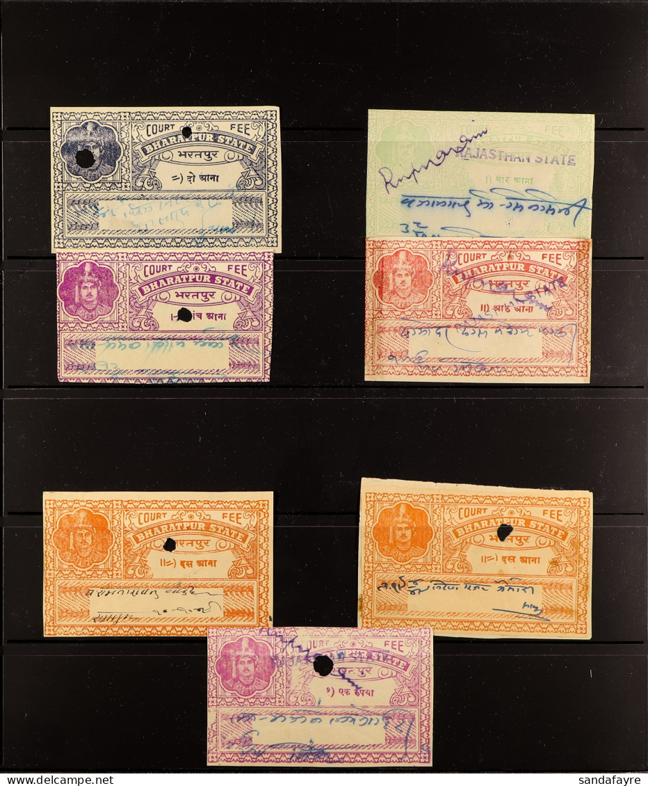 BHARATPUR COURT FEE REVENUE STAMPS COLLECTION Of The 1925 - 1949 Raja Portrait Revenue Stamps, Comprehensive Incl.Â 1940 - Otros & Sin Clasificación