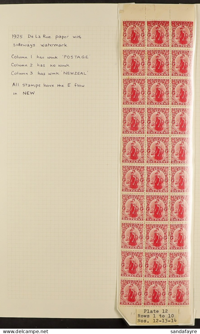 1925 1d Dominion On De La Rue Paper, SG 408, A Mint Block Of 30, Being Three Vertical Columns With Top And Lower Margins - Other & Unclassified