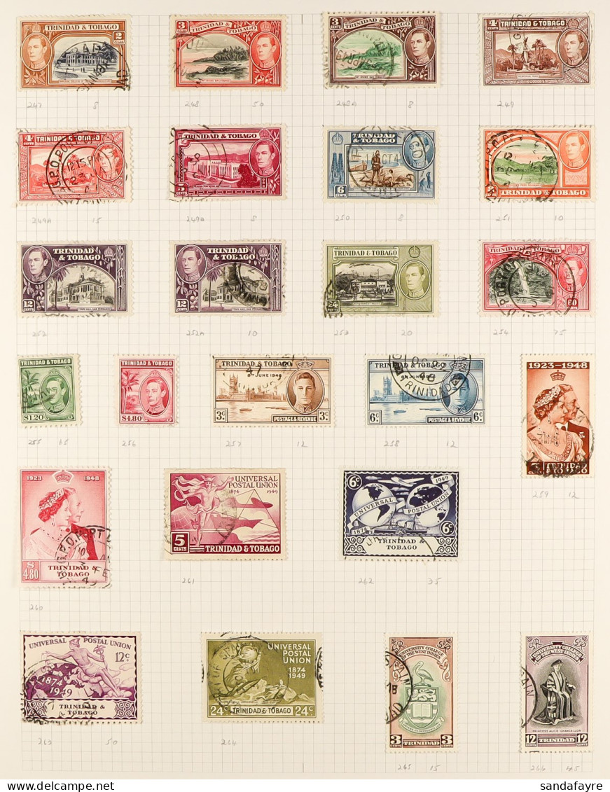 1851 - 1951 COLLECTION Of Used Stamps On Album Pages Note Britannia's Incl. 1882 1d Surcharged By Hand (2 Examples), 193 - Trinidad & Tobago (...-1961)