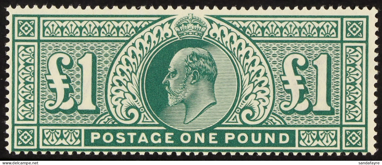 1911-13 Â£1 Deep Green, SG 320, Never Hinged Mint. Cat. Â£3000. - Unclassified