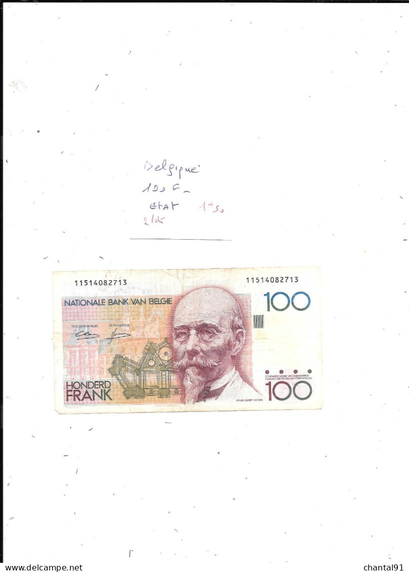 BELGIQUE BILLET 100 FRANCS ETAT - 100 Francs