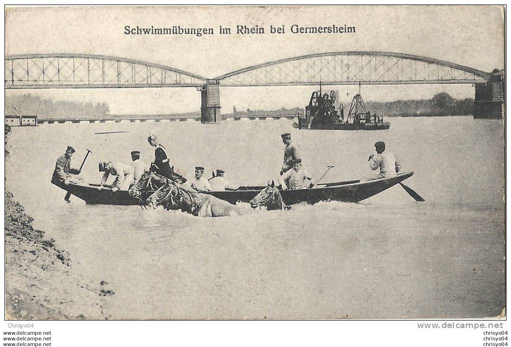 29Or   ALLEMAGNE GERMERSHEIM SCHWIMMUBUNGEN IM RHEIN (CHEVAUX BATEAUX) - Germersheim