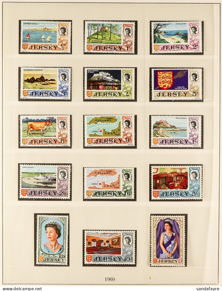 JERSEY 1969 - 2010 NEAR - COMPLETE COLLECTION Of Never Hinged Mint Stamps & Miniature Sheets In 4 Lindner Hingeless Lind - Other & Unclassified