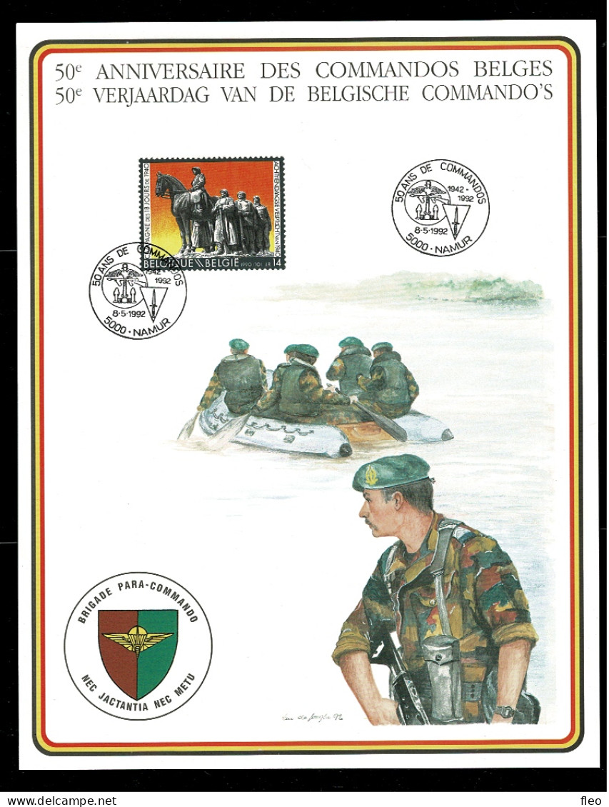 1992 BELG.MIL.CARD FDC  2369 : 50é ANNIVERSAIRE DES COMMANDOS BELGES /BELGISCHE COMMANDO'S - Documents Commémoratifs