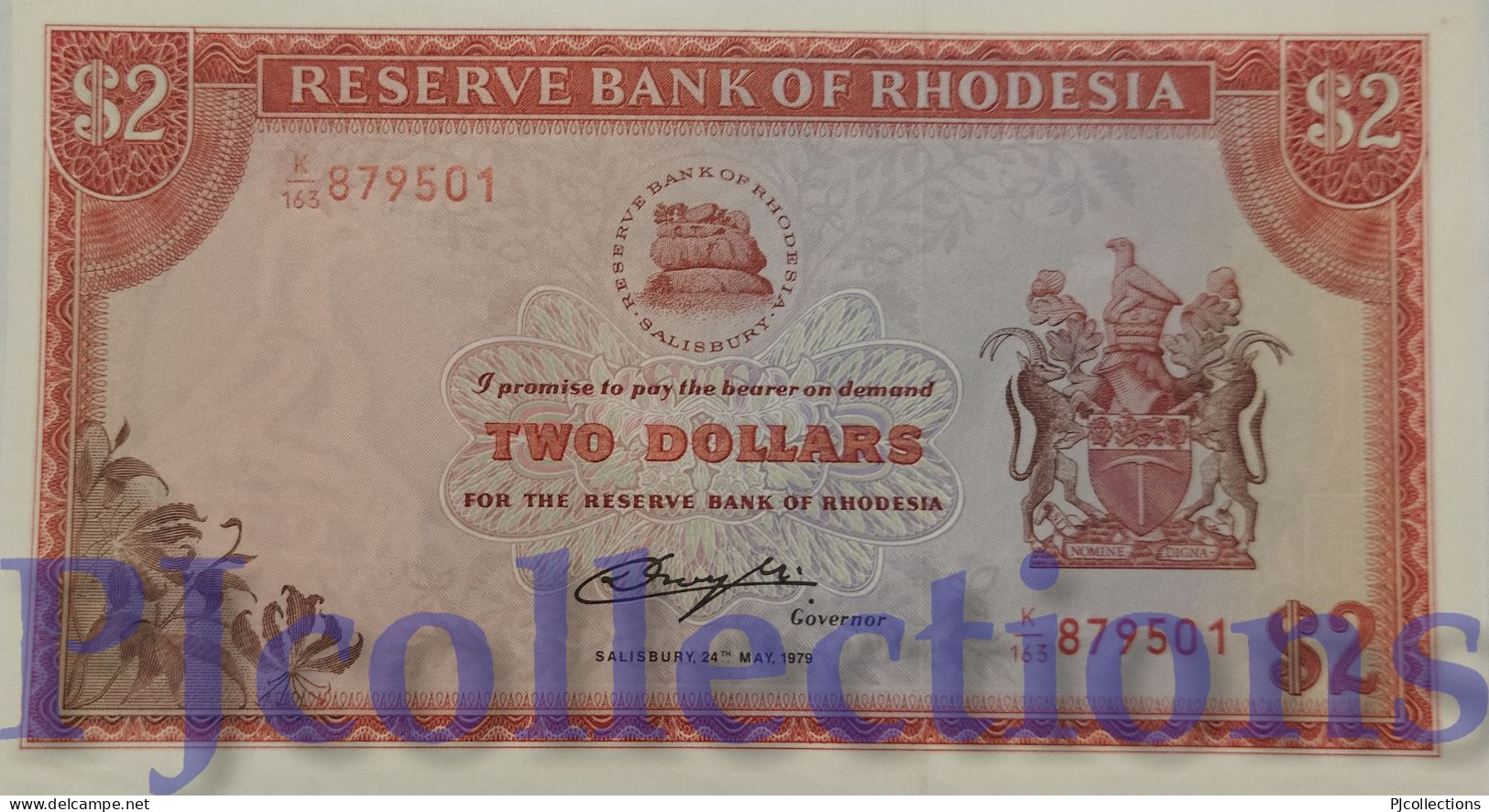 RHODESIA 2 DOLLARS 1979 PICK 39 UNC - Rhodésie