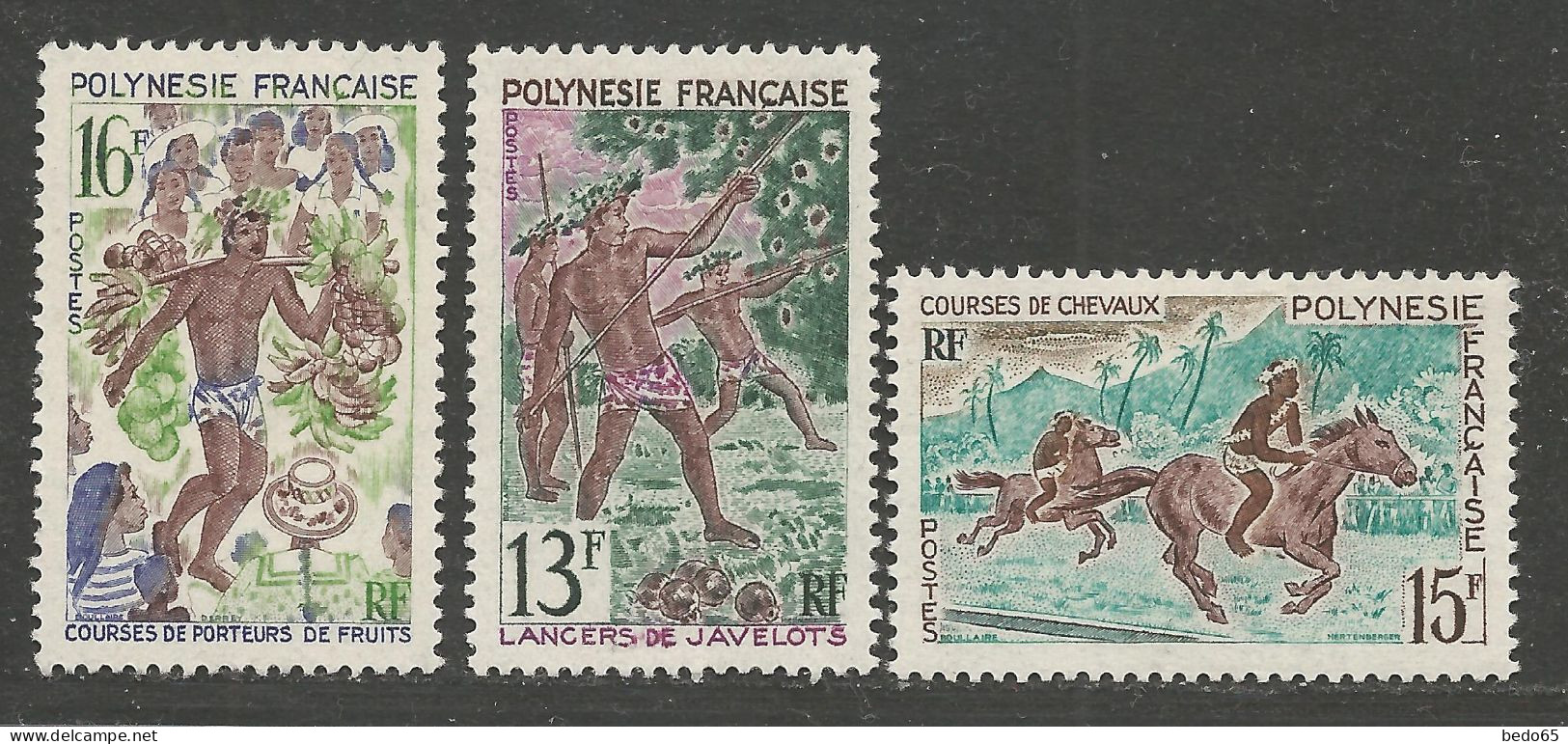 POLYNESIE N° 48 à 50 Paryie De Série NEUF* TRACE DE CHARNIERE  / Hinge / MH - Unused Stamps