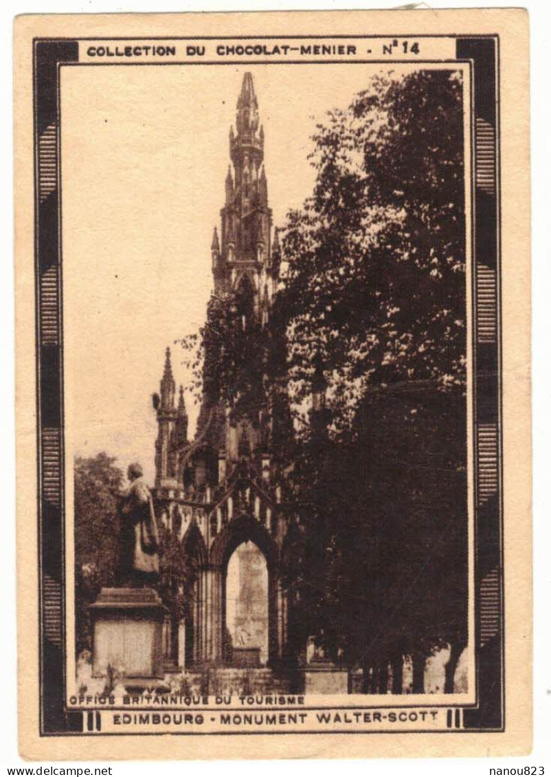 IMAGE CHROMO CHOCOLAT MENIER N° 14 ECOSSE SCOTHLAND EDIMBOURG MONUMENT WALTER SCOTT - Menier