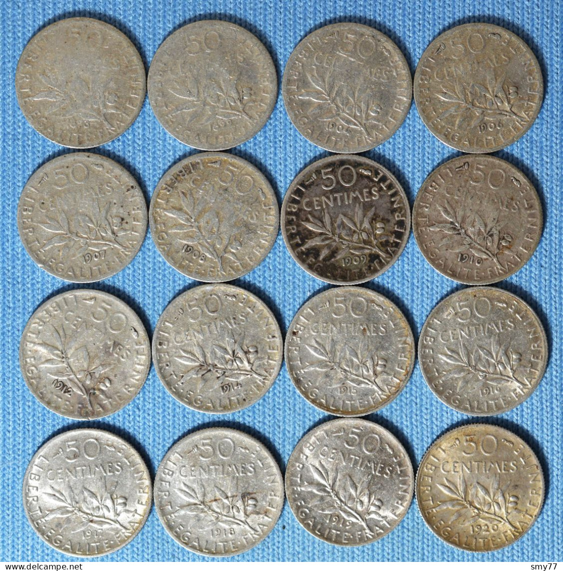 France • 50 Centimes Semeuse • 16x • All Different Coins / Pas De Doublons - Collections