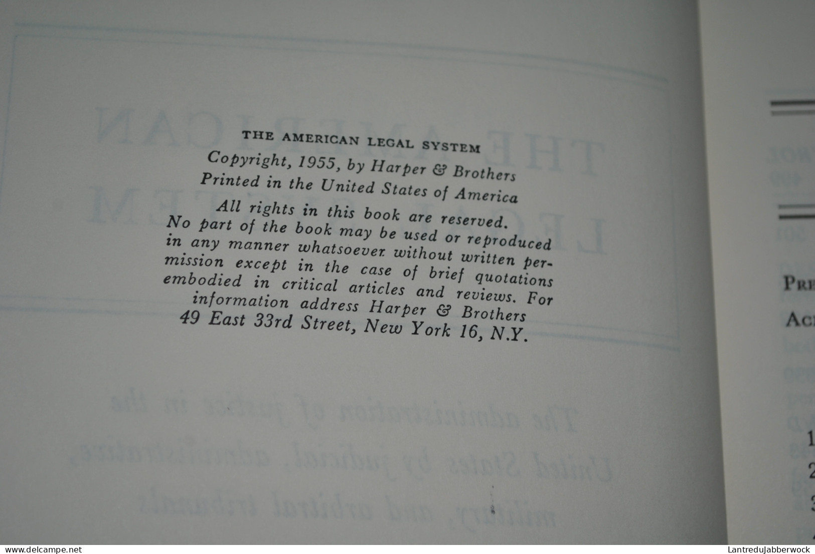 Mayers, Lewis THE AMERICAN LEGAL SYSTEM THE ADMINISTRATION OF JUSTICE IN THE UNITED STATES Dédicace 1961 Scarce Rare - 1950-Heute