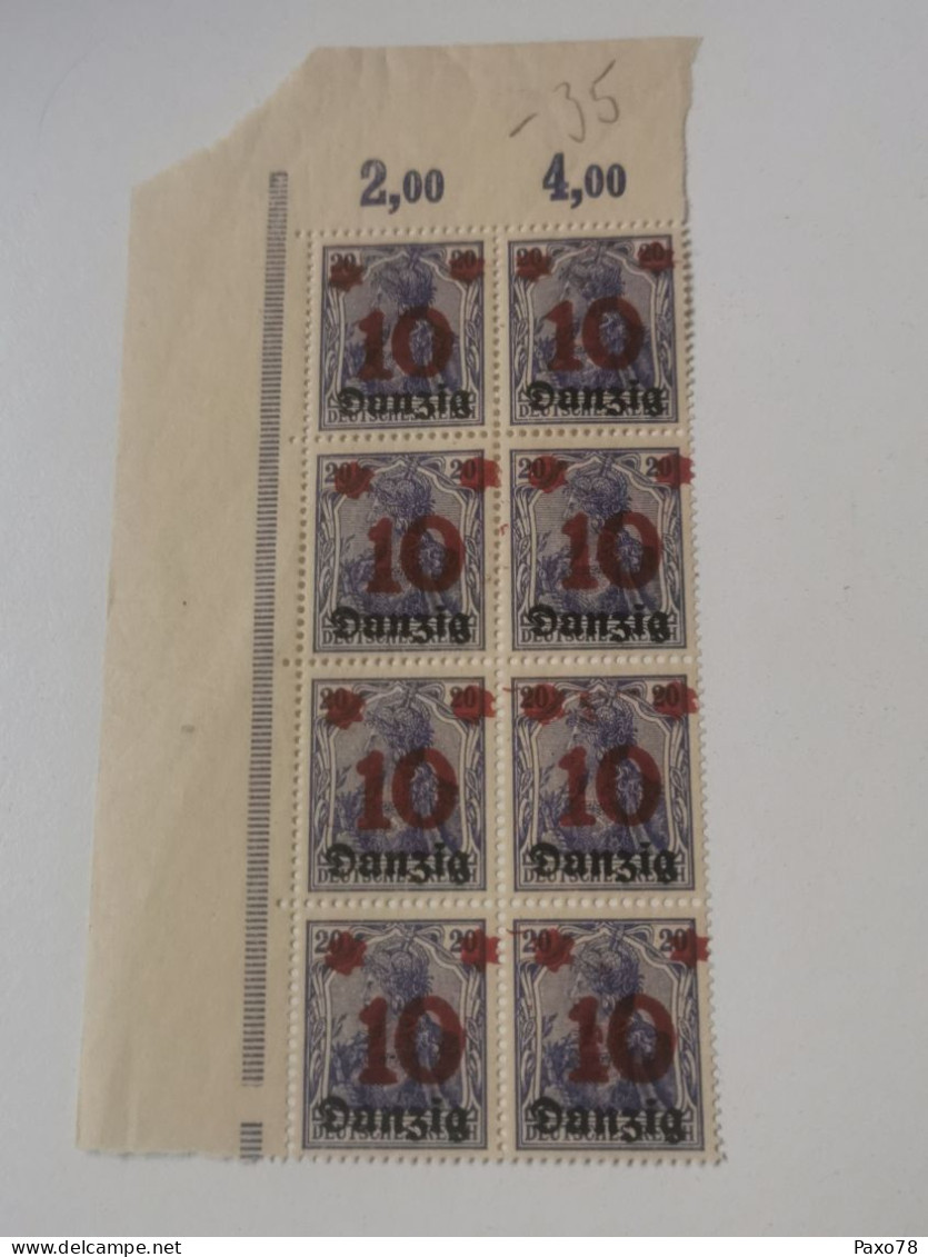 Danzig, 9 Timbres 20 Pfennig Overprinted 10. Sans Charnière. Neuf - Nuovi
