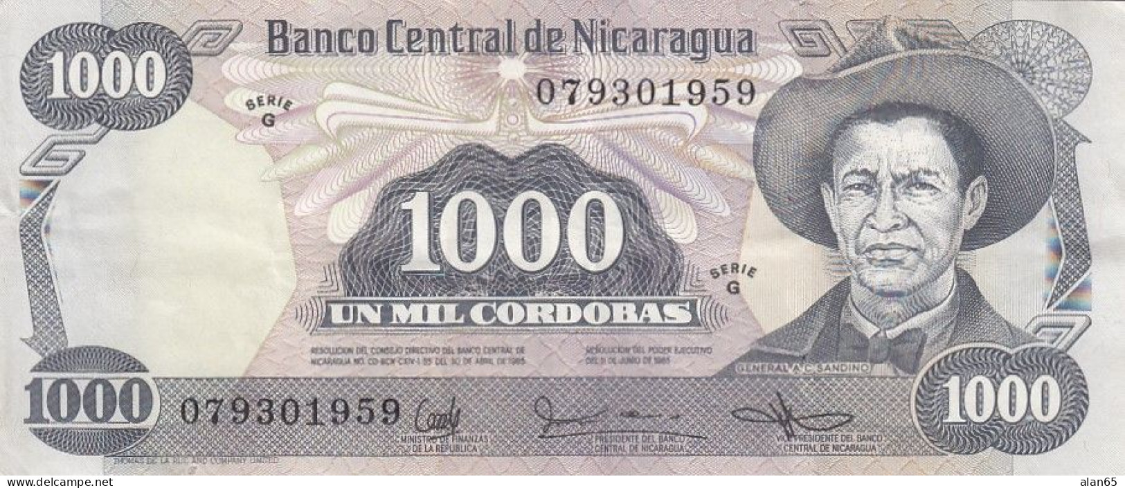 Nicaragua Lot Of 2, #144 500 Cordobas, ##145b 1000 Cordobas, C1987 Banknotes - Nicaragua