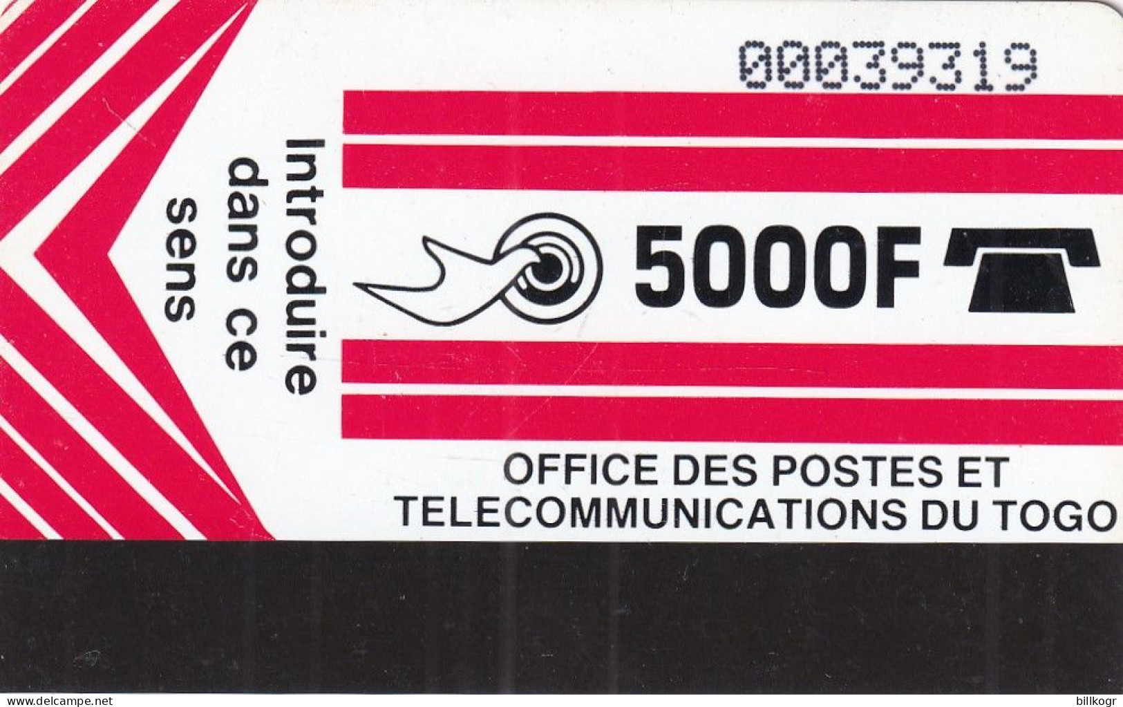 TOGO - Telecom Logo(light Red, Reverse Blanc), Second Issue 5000F, Used - Togo