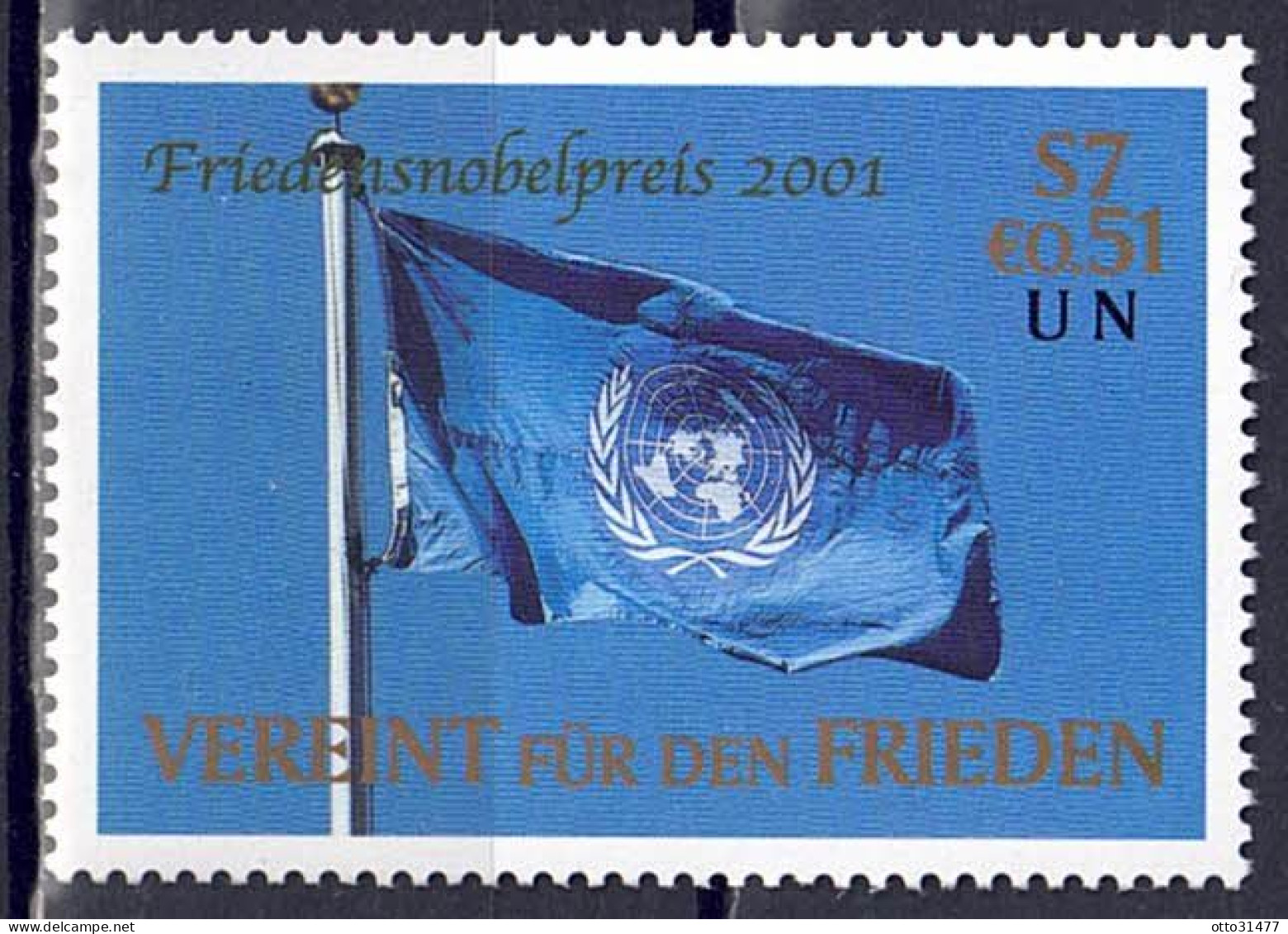 UNO Wien 2001 - Friedensnobelpreis, Nr. 350, Postfrisch ** / MNH - Nuevos