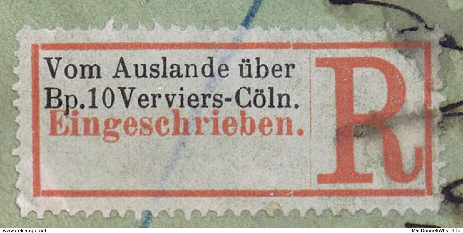 Great Britain Registered Railway 1900 Reg Cover Rochester To Gothenburg With German Re-registered Label Of The Verviers - Storia Postale