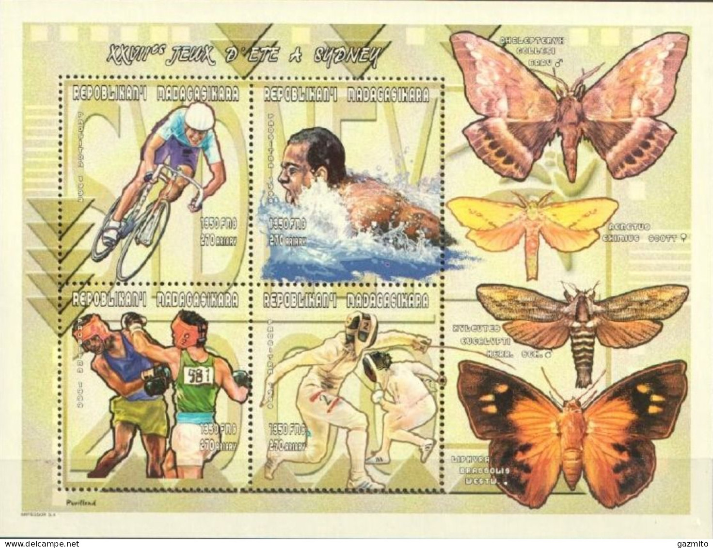Madagascar 2000, Olympic Games In Sidney, Cyclism, Swimming, Boxing, Fencing, Butterfly, 4val In BF - Zomer 2000: Sydney