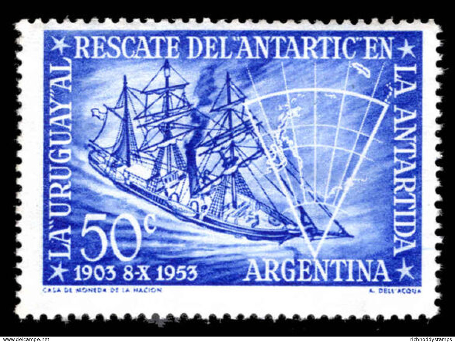 Argentina 1953 50th Anniversary Of Rescue Of The Antarctic Unmounted Mint. - Unused Stamps