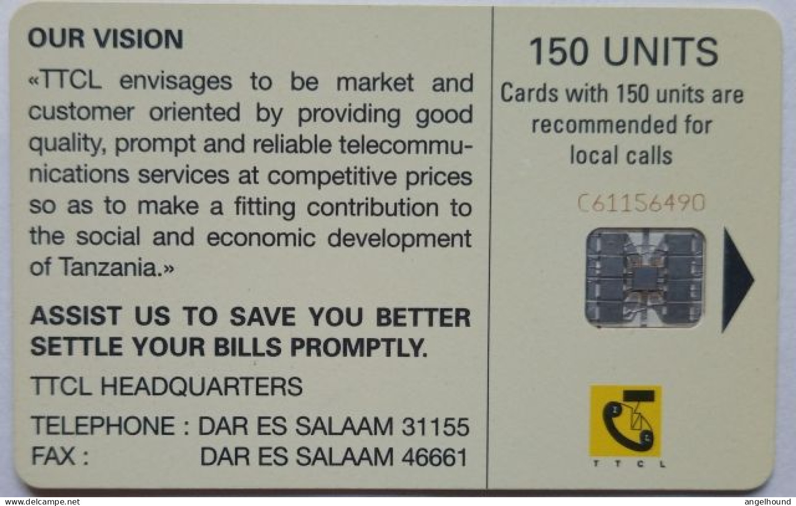 Tanzania 150 Units Chip Card - Giraffe ( Red C/n On Right Above  The Chip  ) - Tanzania