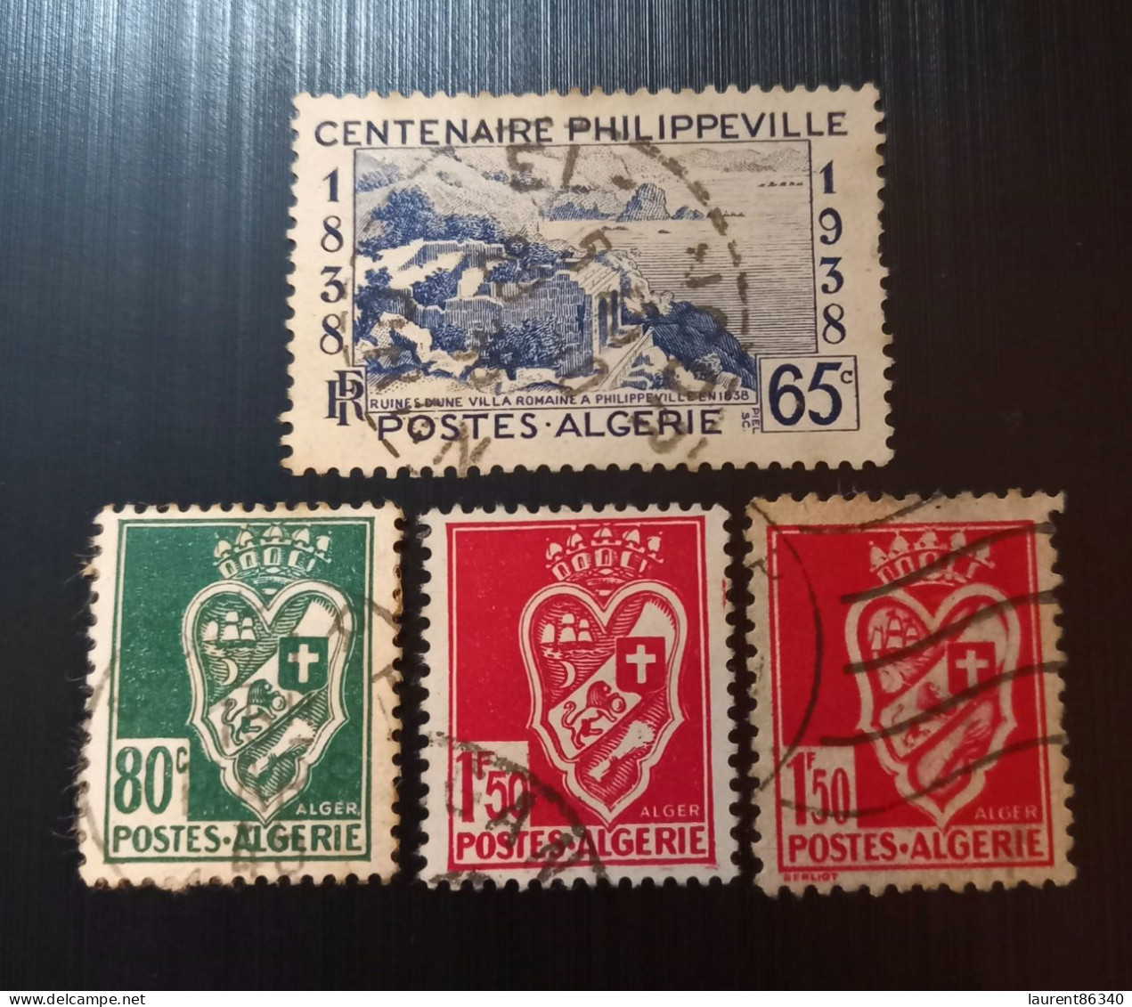 Algérie 1938 Centenaire De Philippeville - Ruine D'une Villa Romaine à Philippeville En 1838 & 1942 -1945 Armoiries - Used Stamps