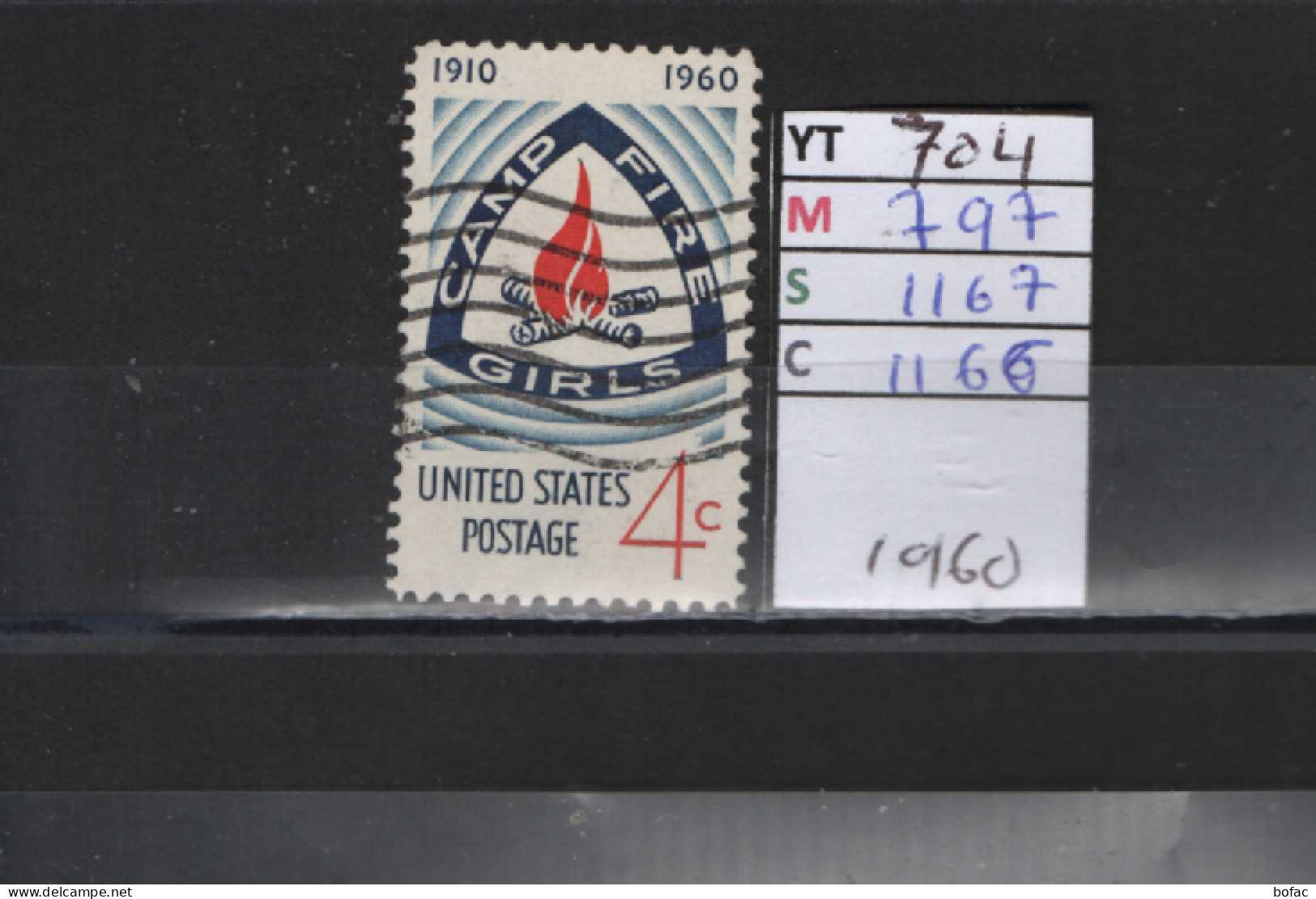 PRIX FIXE Obl  704 YT 797 MIC 1167 SCO 1166 GIB Feu De Camp Des Jeunes Filles 1960  Etats Unis 58A/09 - Used Stamps