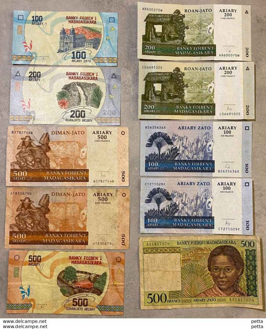 Lot De 10 Billets Différents De Madagascar…..  Vendu En L’état - Madagascar