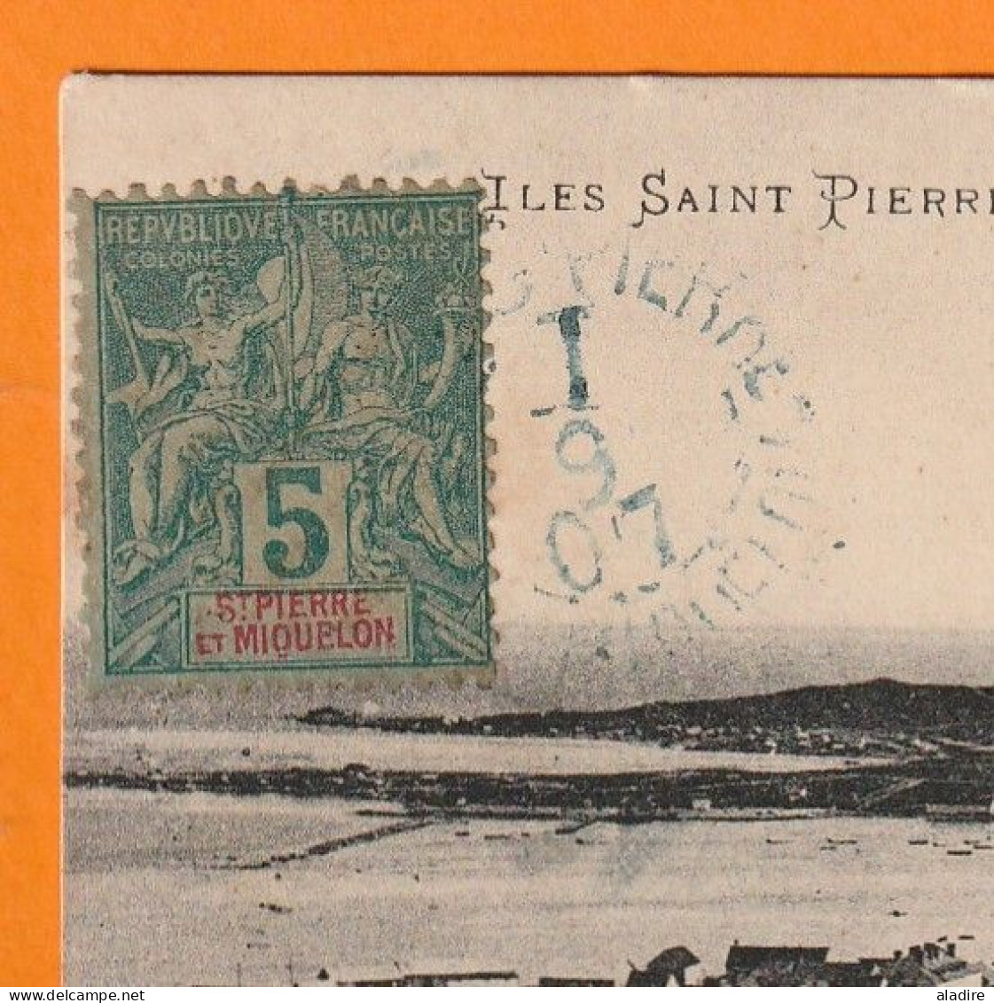 1907 - SPM - Timbre à 5 Centimes Groupe Sage Sur CP NON Colorisée Vers TOULON - Panorama De La Ville Vue Du Nord - Brieven En Documenten