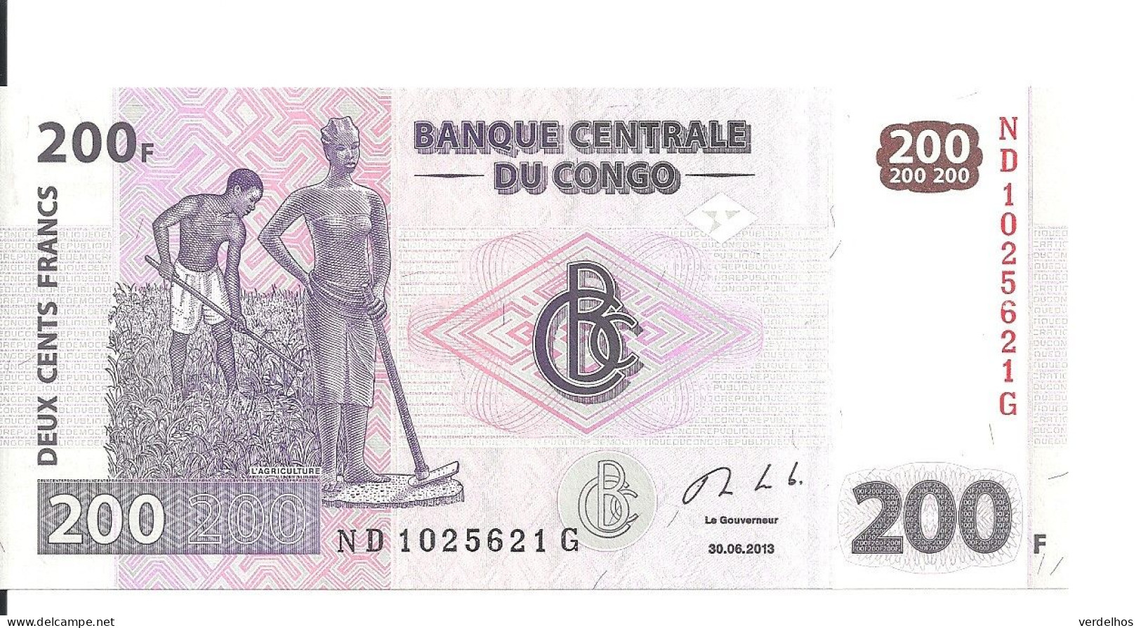 CONGO 200 FRANCS 2013 UNC P 99 B - Sin Clasificación