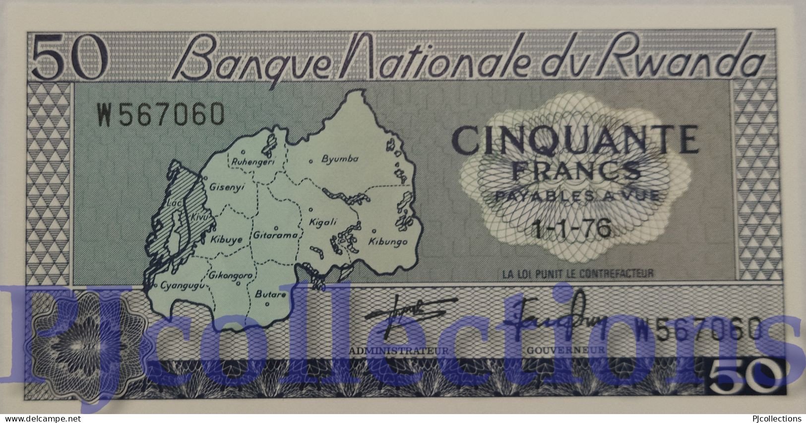 RWANDA 50 FRANCS 1976 PICK 7c UNC - Rwanda