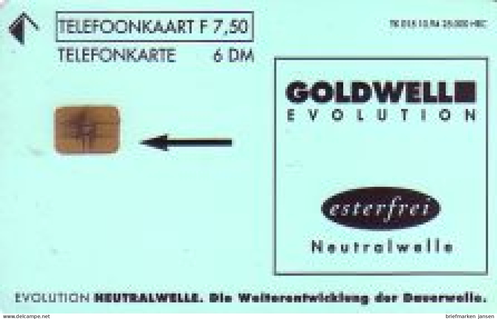 Telefonkarte Niederlande 015, Goldwell, F 7,50 / DM 6 - Zonder Classificatie