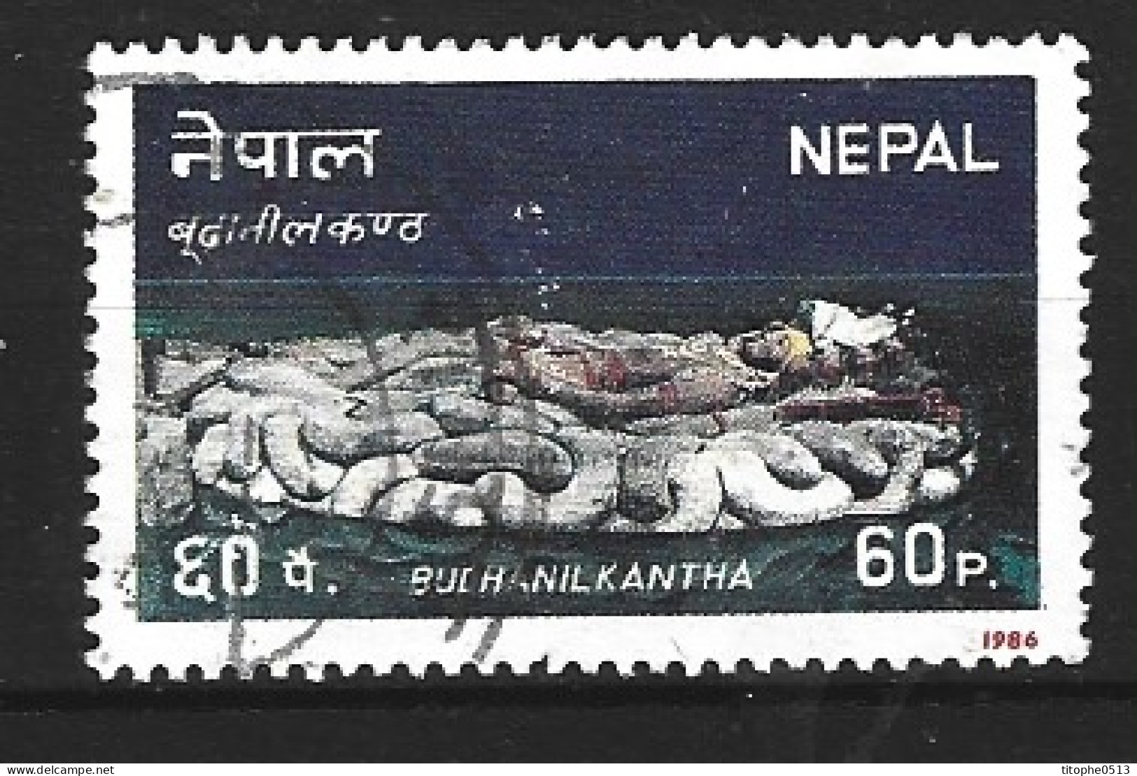 NEPAL. N°443 Oblitéré De 1986. Bouddha Couché. - Boeddhisme