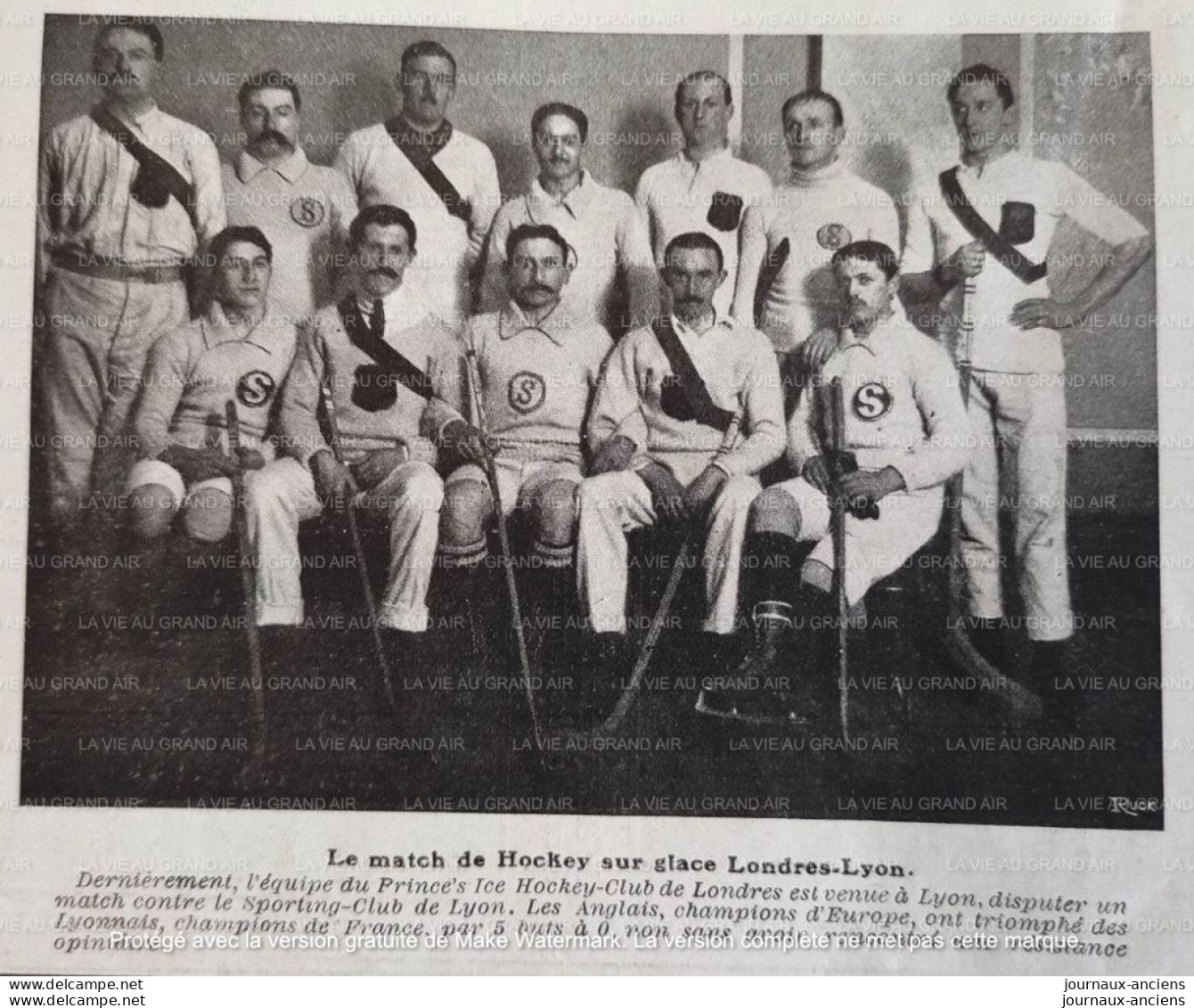 1907 HOCKEY SUR GLACE - PRINCE'S ICE DE LONDRES = HOCKEY CLUB DE LYON - LA VIE AU GRAND AIR - Sports D'hiver