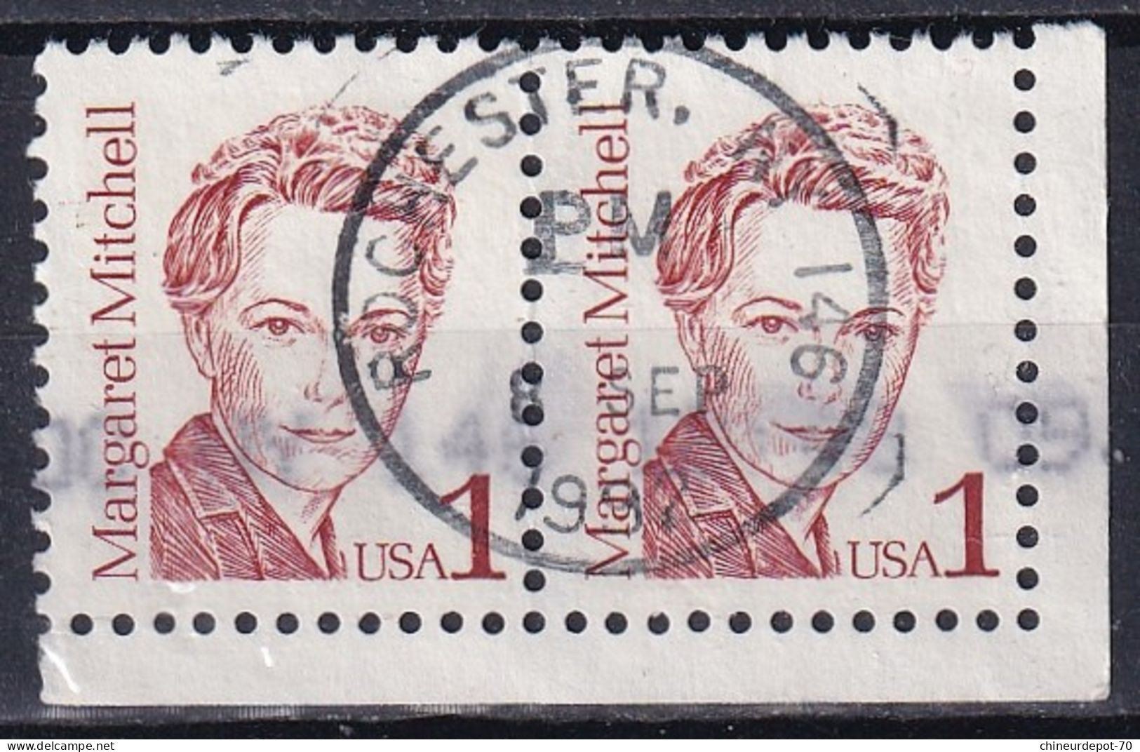 MARGARET Mitchell EN PAIRE CACHET  ROCHESTER - Used Stamps