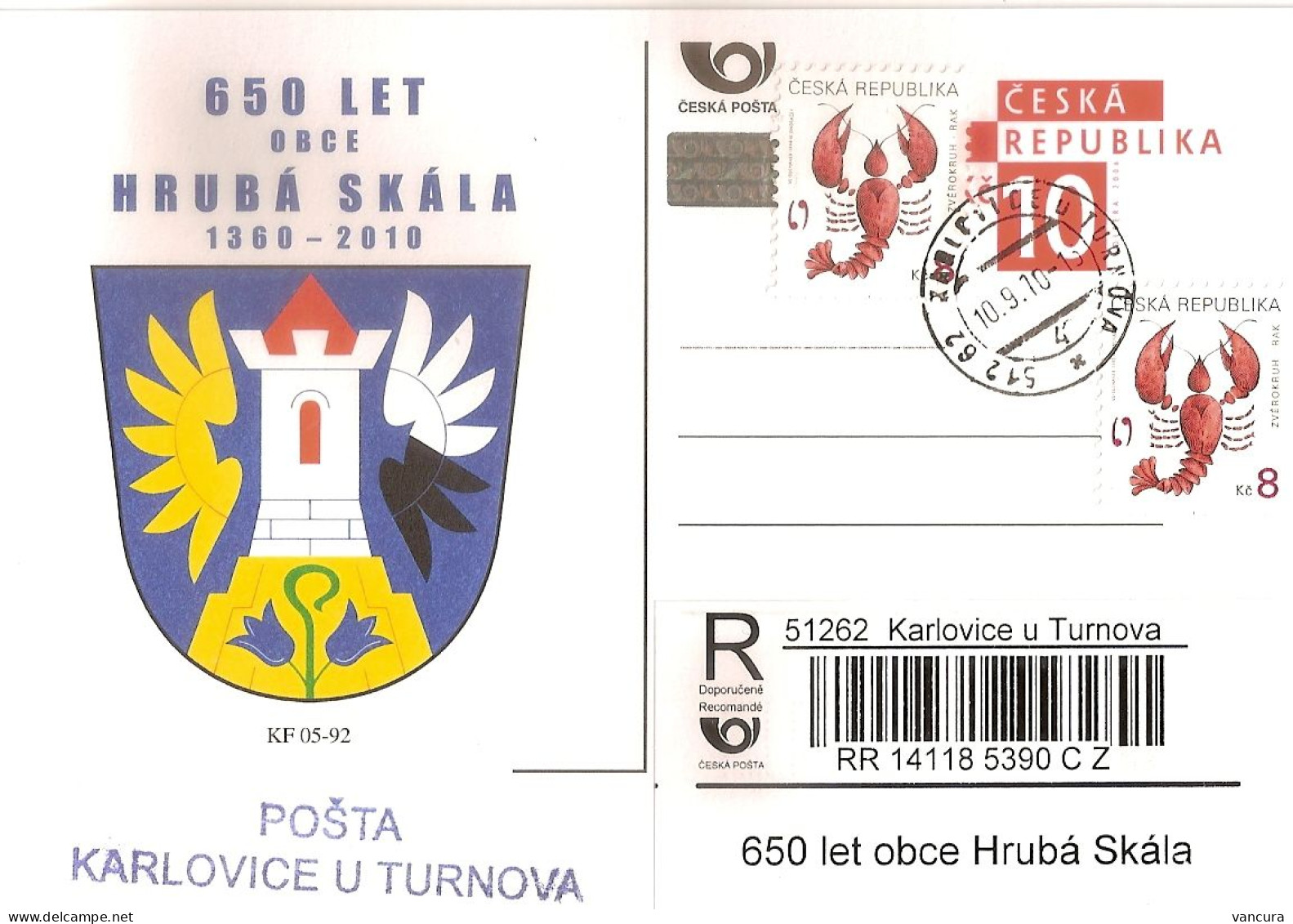 CDV B 644 Czech Republic Hruba Skala Anniversary 2010 NOTICE POOR SCAN, BUT THE CARD IS FINE! - Altri & Non Classificati