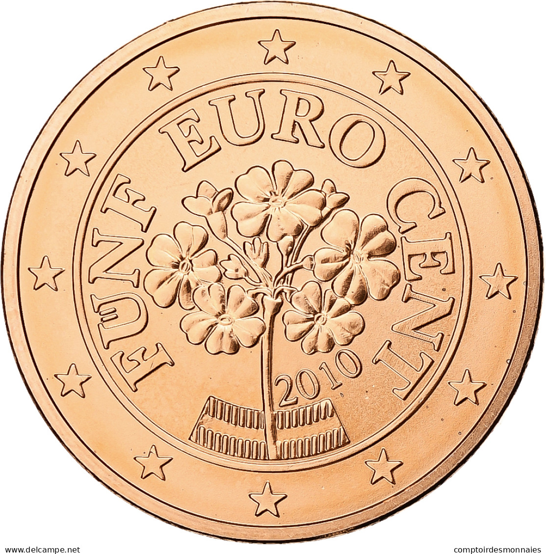 Autriche, 5 Euro Cent, 2010, Vienna, BU, FDC, Cuivre Plaqué Acier, KM:3084 - Austria