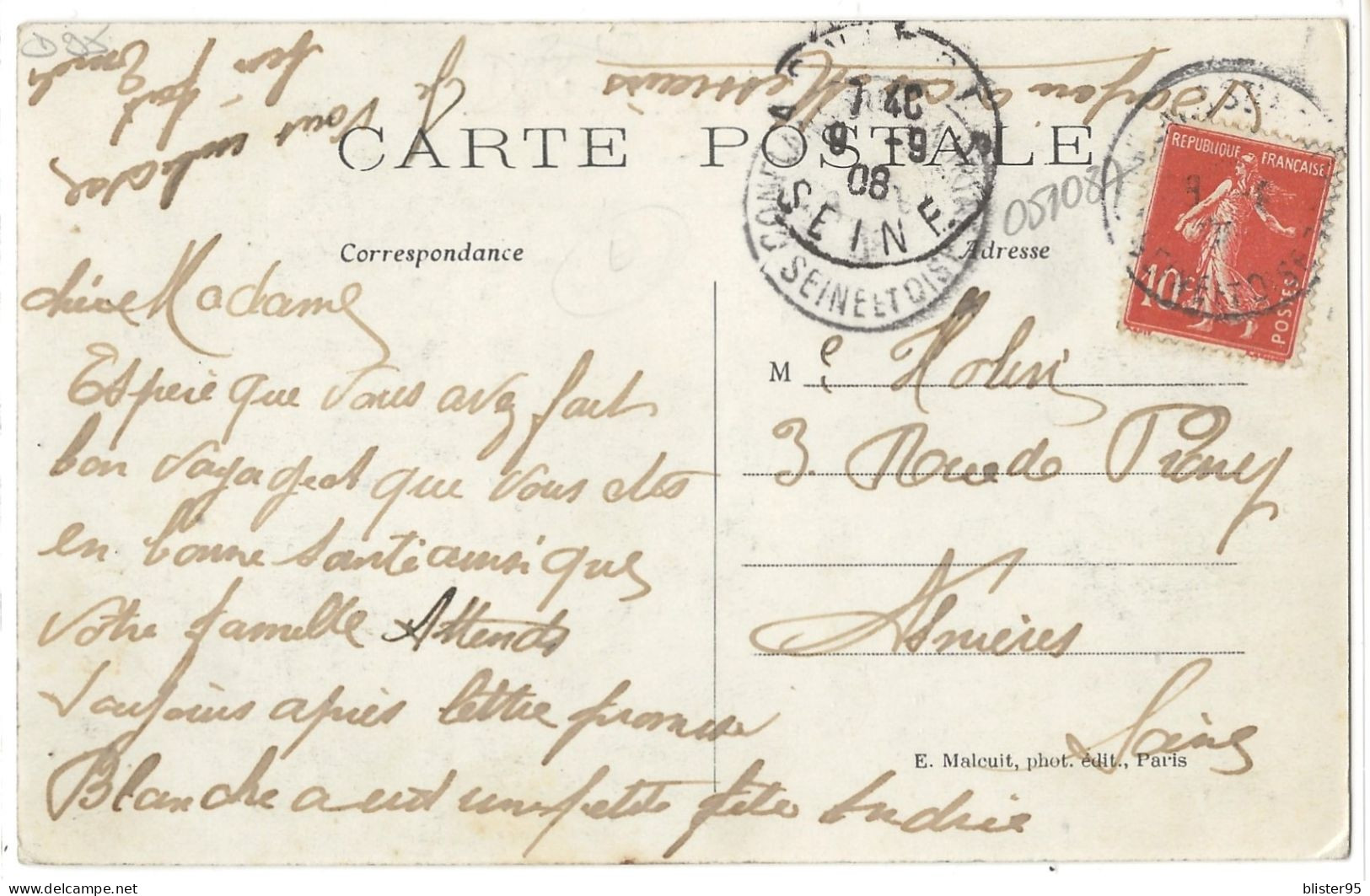 Belle Carte Eragny (95) La Cour Des Miracles , Envoyée En 1908 - Eragny
