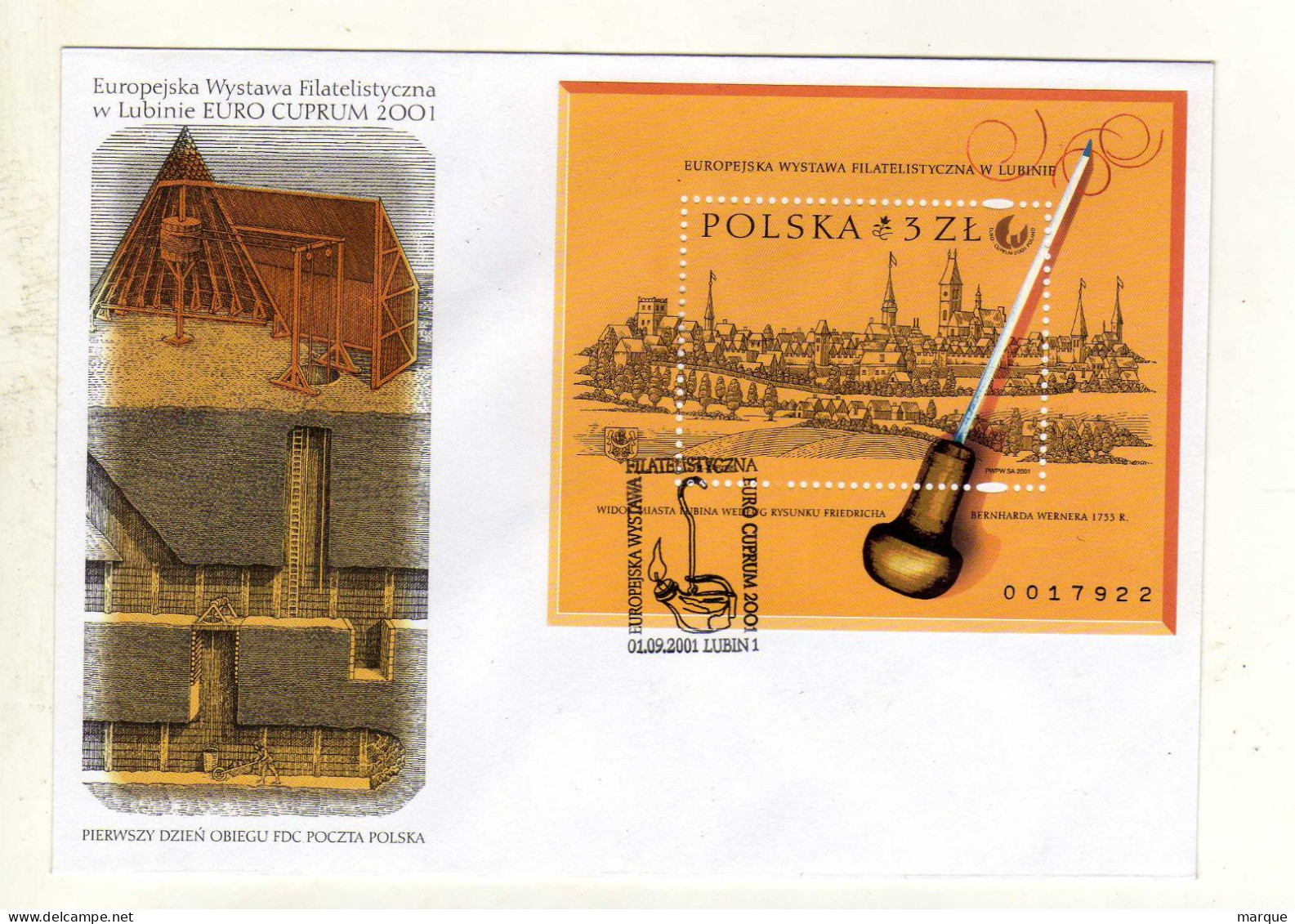 Enveloppe 1er Jour POLOGNE POLSKA Oblitération LUBIN 1 01/09/2001 - FDC