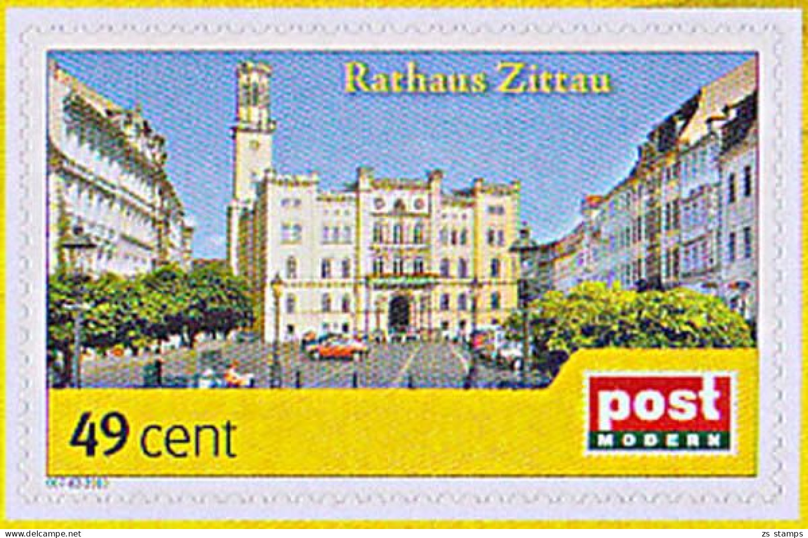 Zittau Rathaus Markt, 49 Cent Postmodern, Privatpost **, Wunschbriefmarke - Privados & Locales