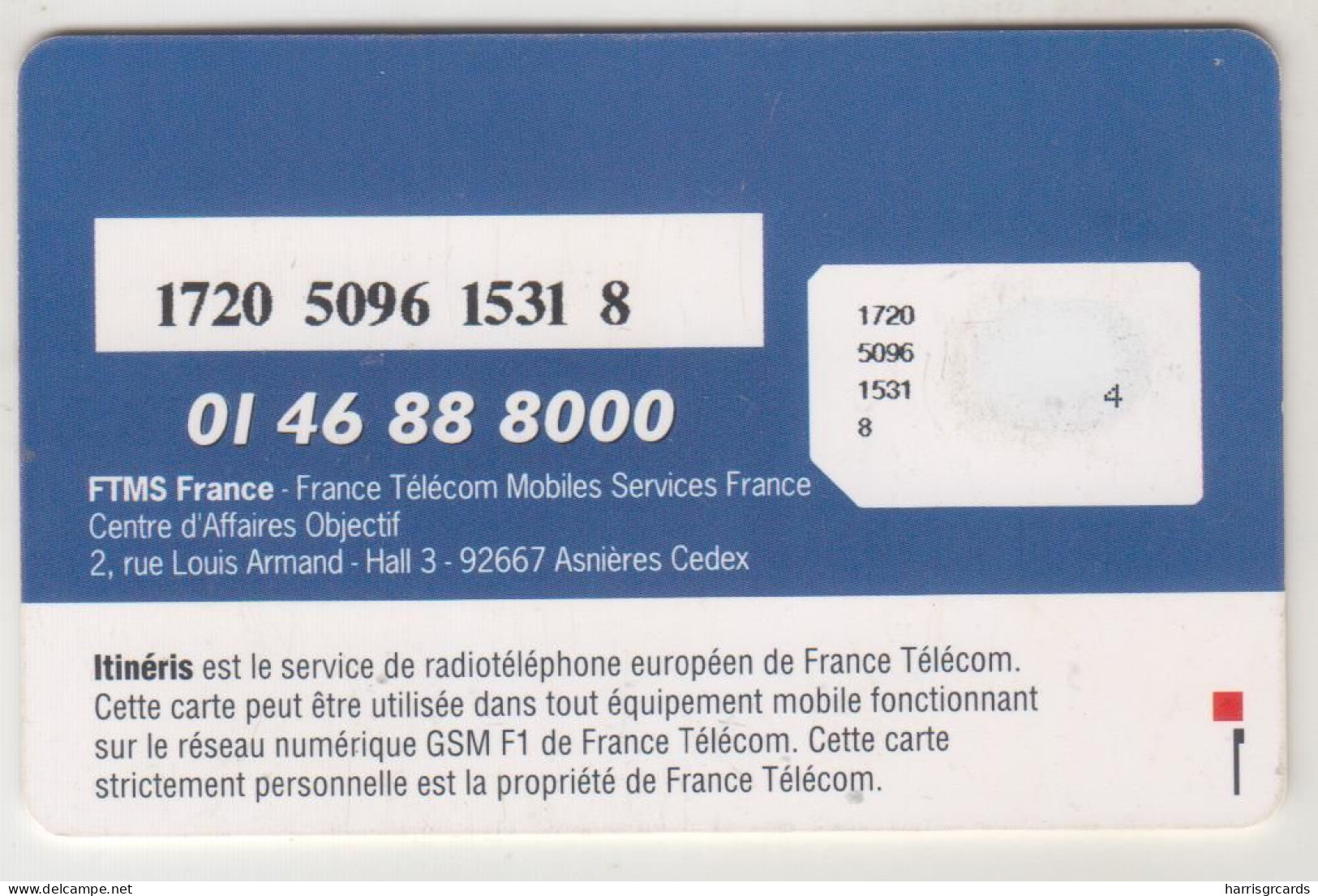 FRANCE - Itineris / FTMS France GSM Card, Mint - Sonstige & Ohne Zuordnung