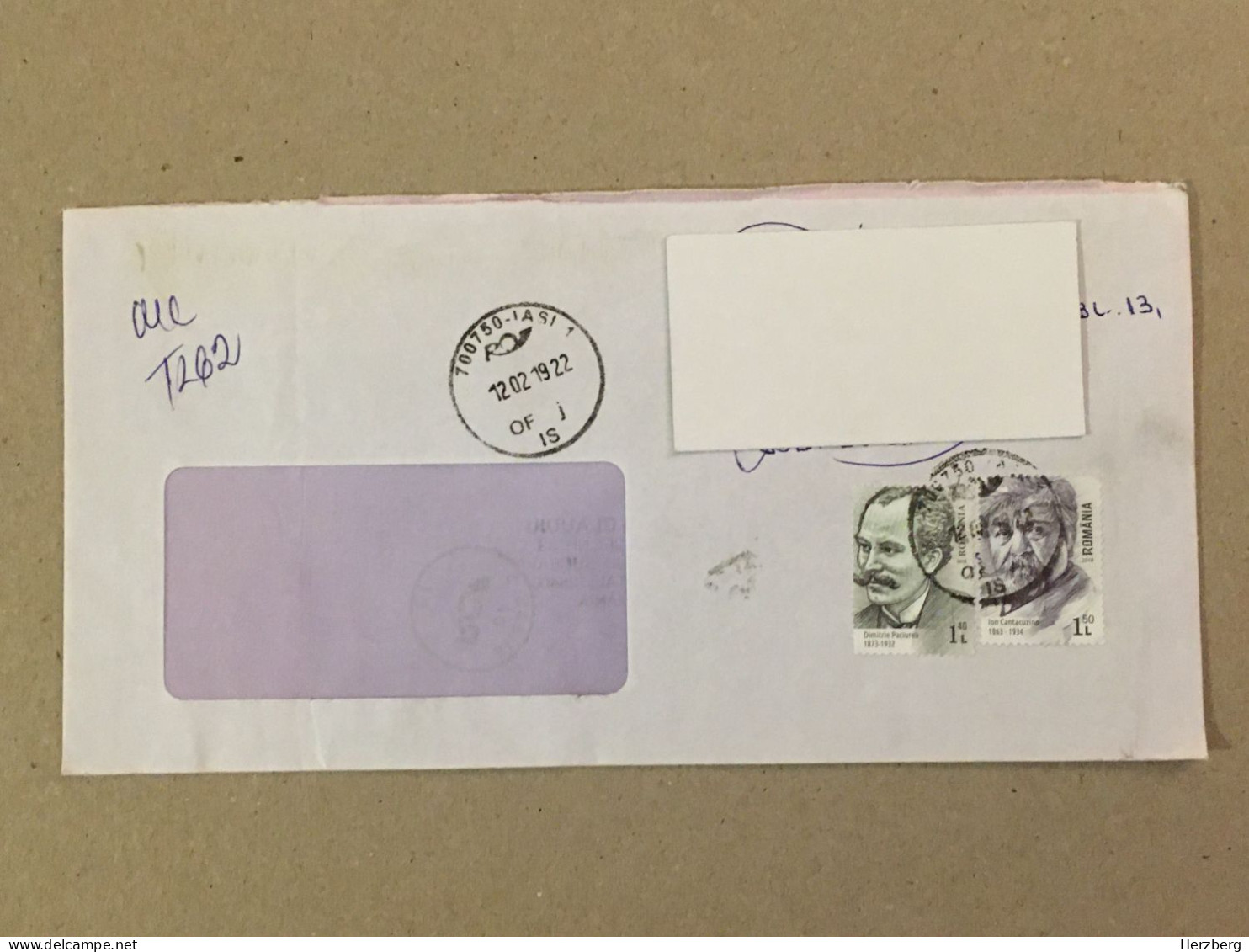 Romania 2022 Cancelled Letter Sent Back Circulated Cover Envelope Cancellation Dimitrie Paciurea Ion Cantacuzino - Covers & Documents