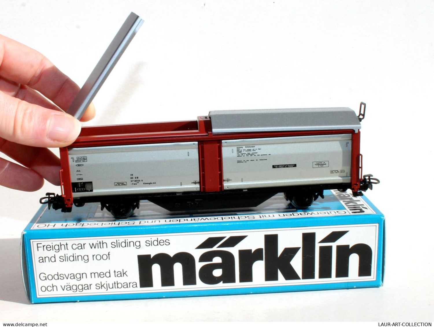 RARE! MARKLIN HO N°4633 WAGON A TOIT ET PAROIS COULISSANT FOURGON TRAIN + NOTICE! TRAIN MODELISME FERROVIAIRE (1002.17) - Coches De Mercancía