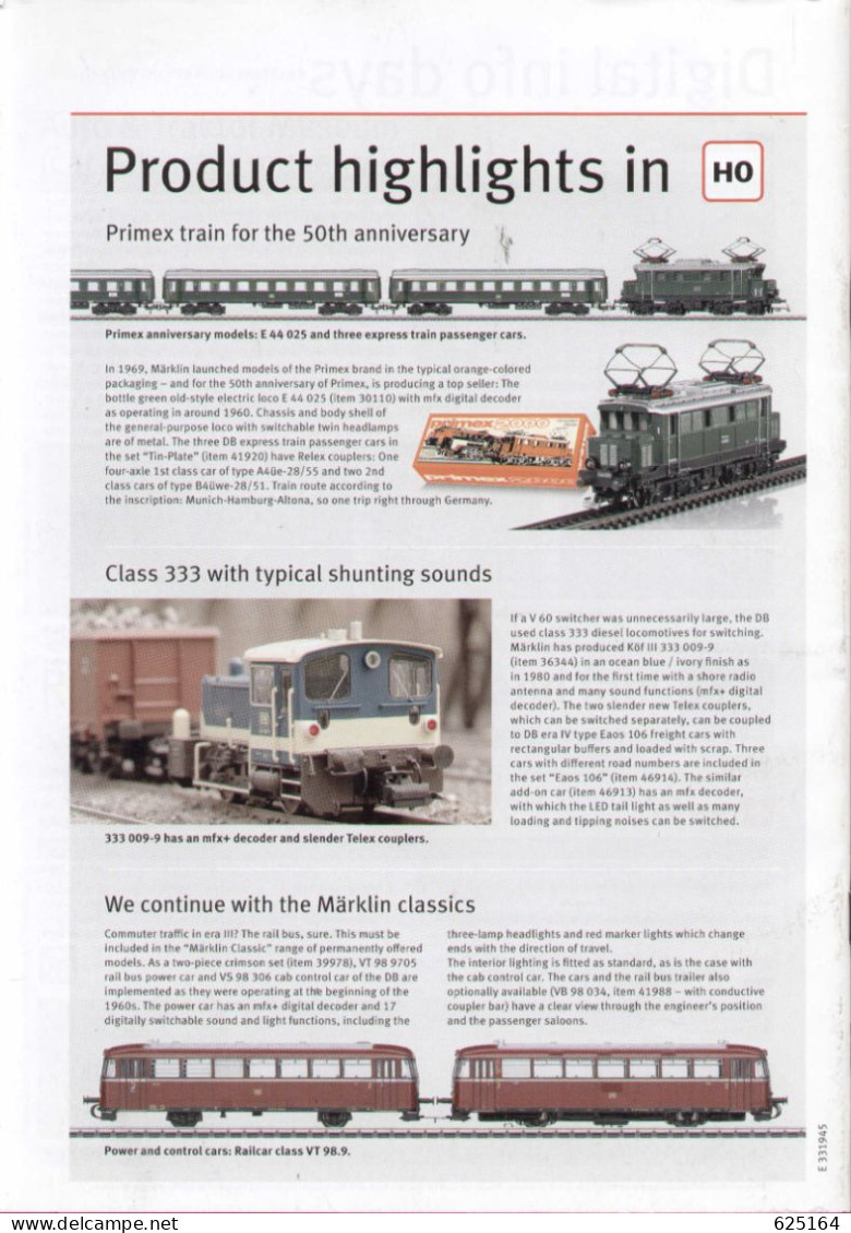 Catalogue MÄRKLIN 2019 .02 Insider Club News - Modell  V 320 001 - Inglés