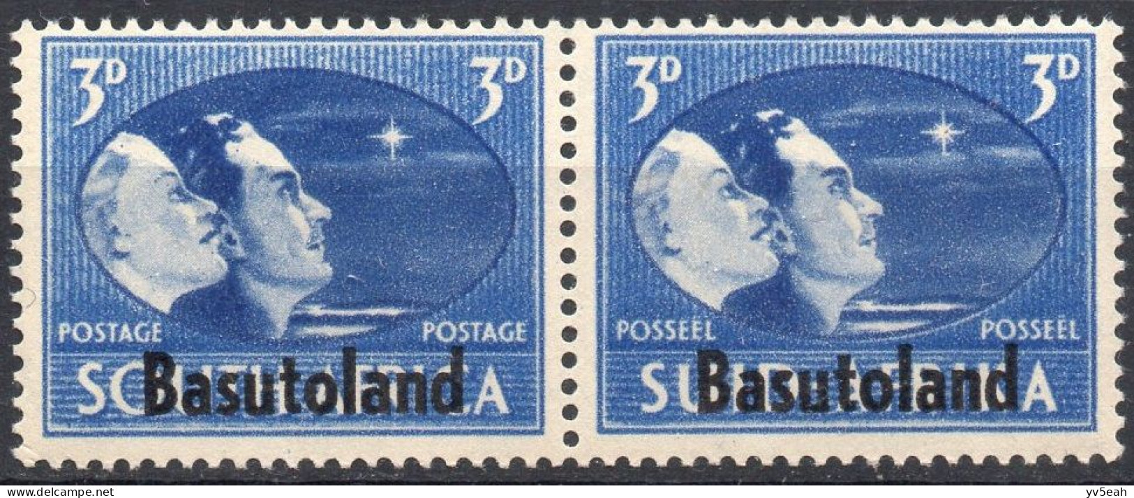 BASUTOLAND/1945/MNH/SC#31/SOUTH AFRICA OVERPRINTED PAIR / 3p ULTRA & DP. ULTRA - 1933-1964 Kronenkolonie