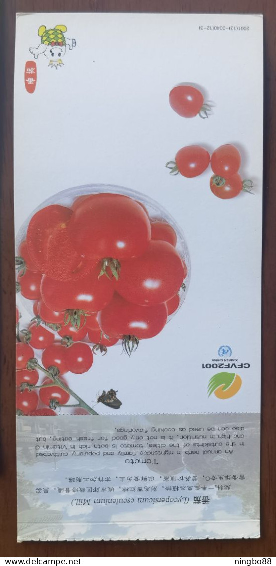 Tomato,CN 01 China Int'l Fruit & Vegetable Fair 2001 Advertising Postal Stationery Card - Gemüse