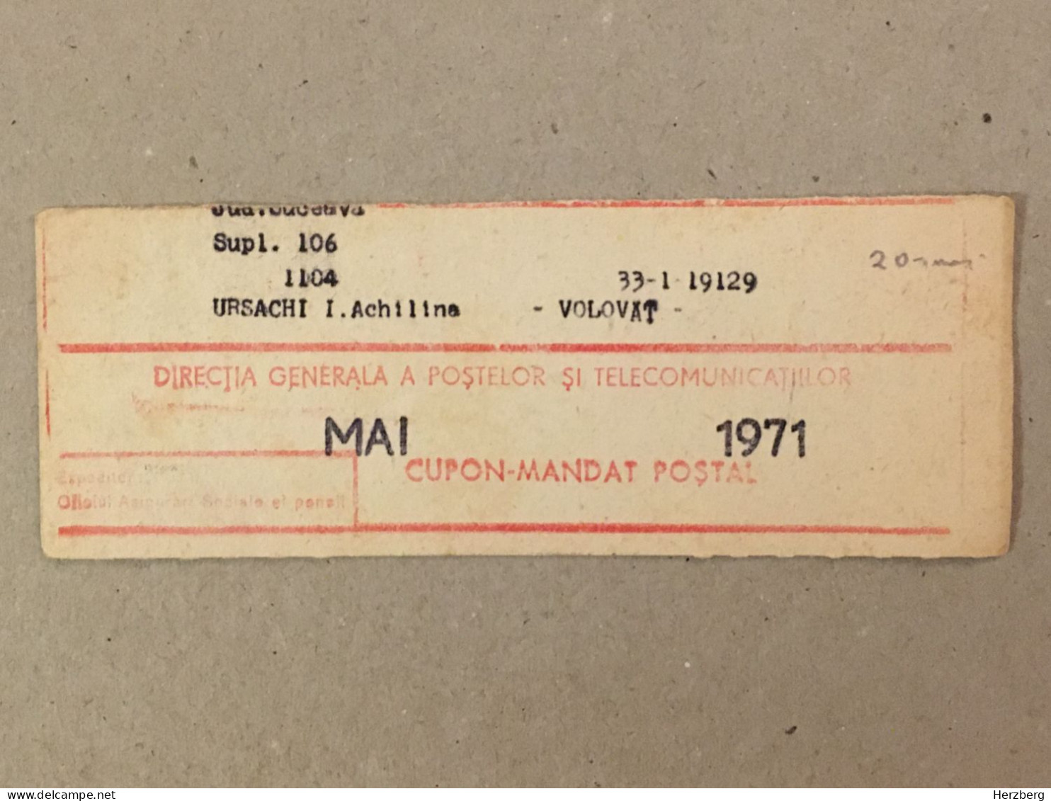 Romania Rumanien Roumanie - Cupon Mandat Postal Coupon Mandate Postauftrag - Suceava 1971 - Lettres & Documents