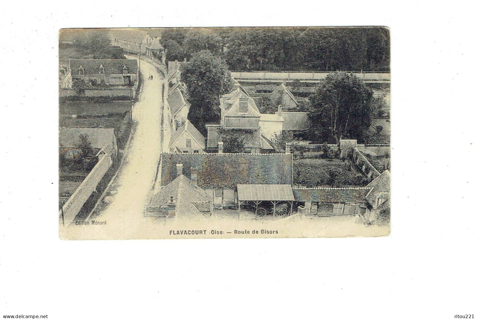 Cpa - [60] Oise > FLAVACOURT - Oise - Route De Givors - Edit Ménard -- 1913 - Nanteuil-le-Haudouin