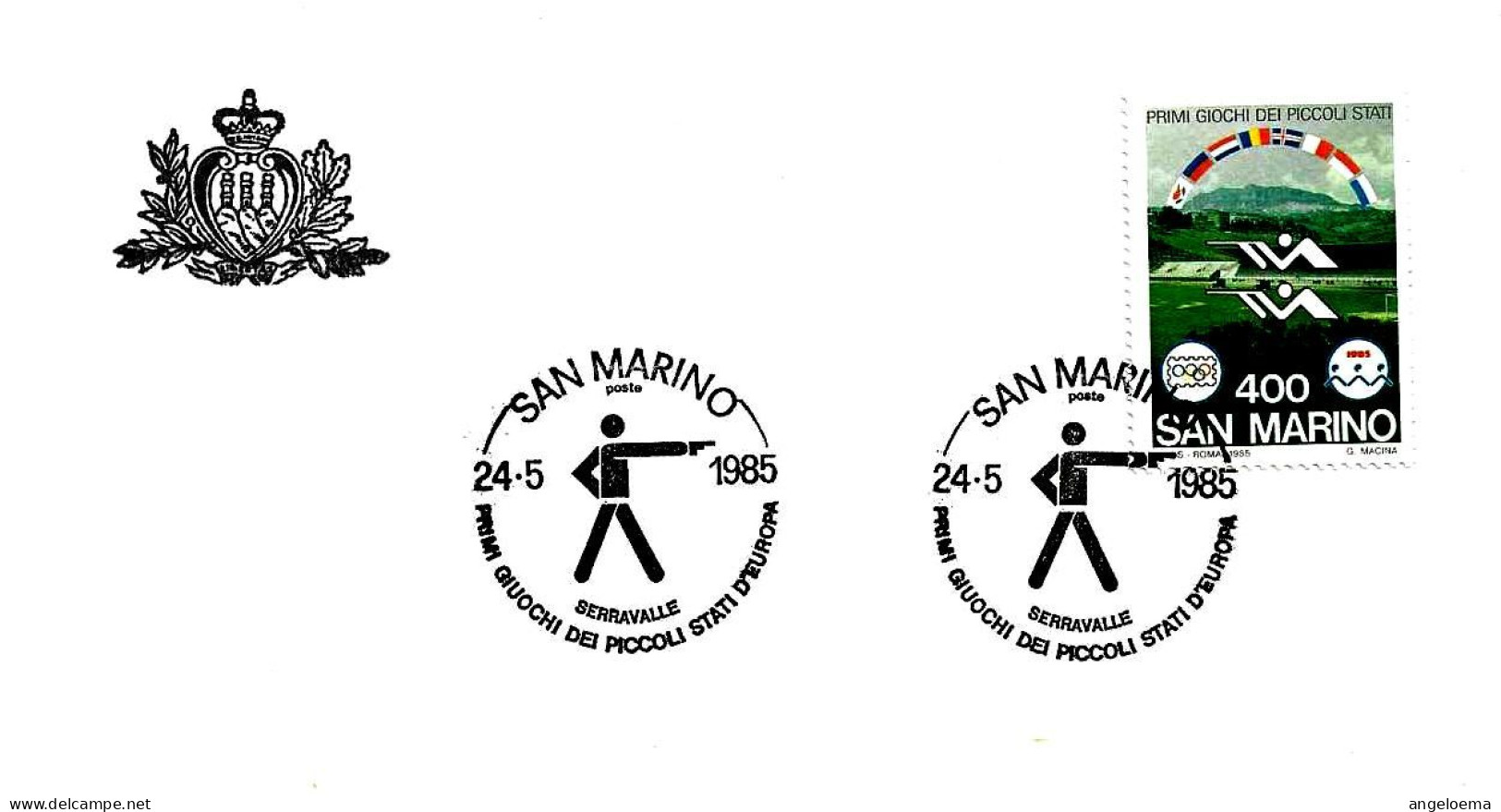 SAN MARINO - 1985 1^ Edizione GIOCHI PICCOLI STATI EUROPA Shooting Tiro Pistola Su Busta Uff.Filatelico - 11178 - Brieven En Documenten