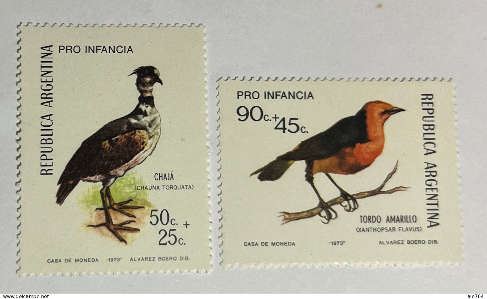 Argentina 1973 Aves, Chaja Y Tordo, GJ 1605/6, S B58/9, Mi 1142/3, MNH. - Neufs