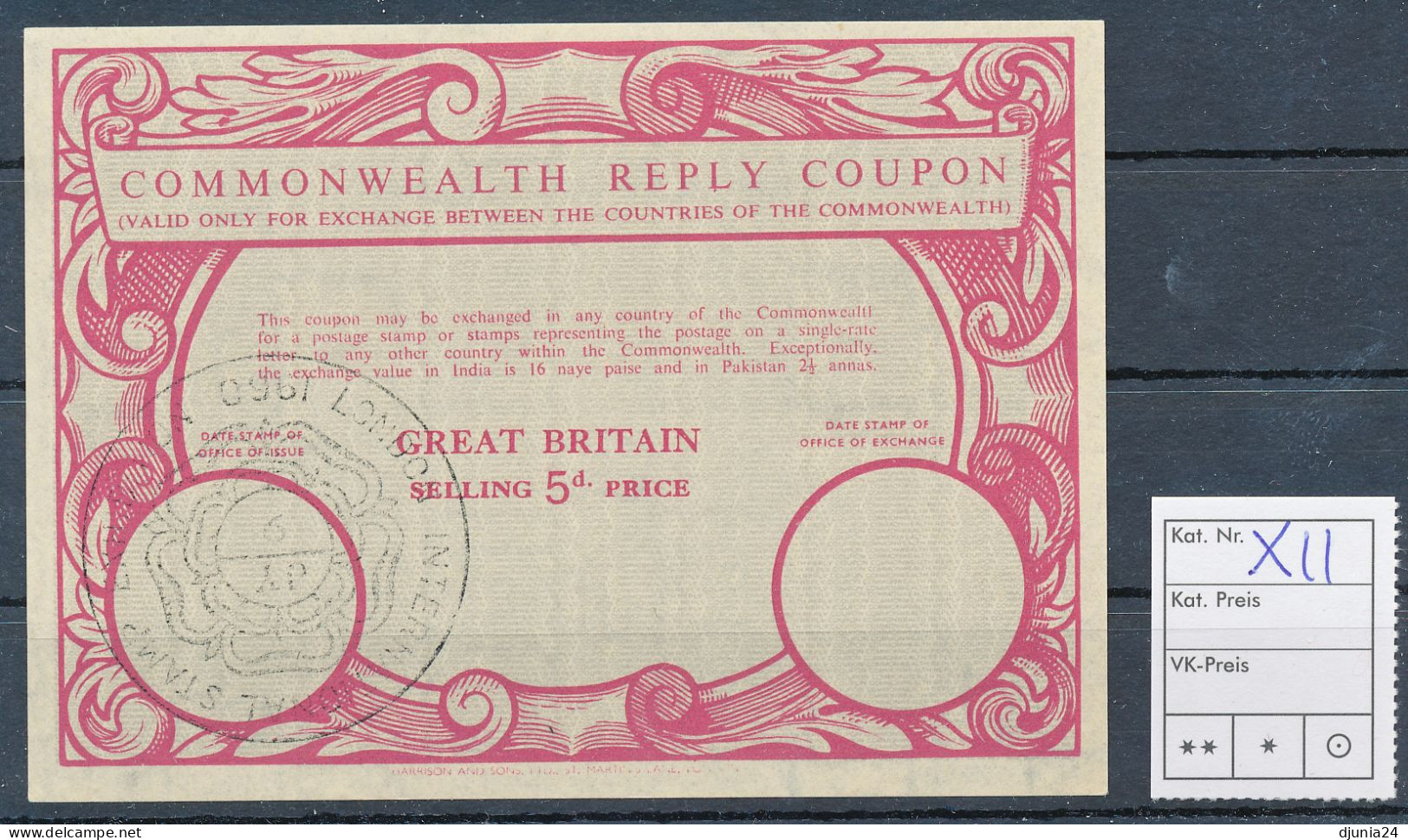 BF0362 / GREAT BRITAIN -  Collection Of  12 Different COMONNWEALTH  Reply Coupon Reponse - Sammlungen