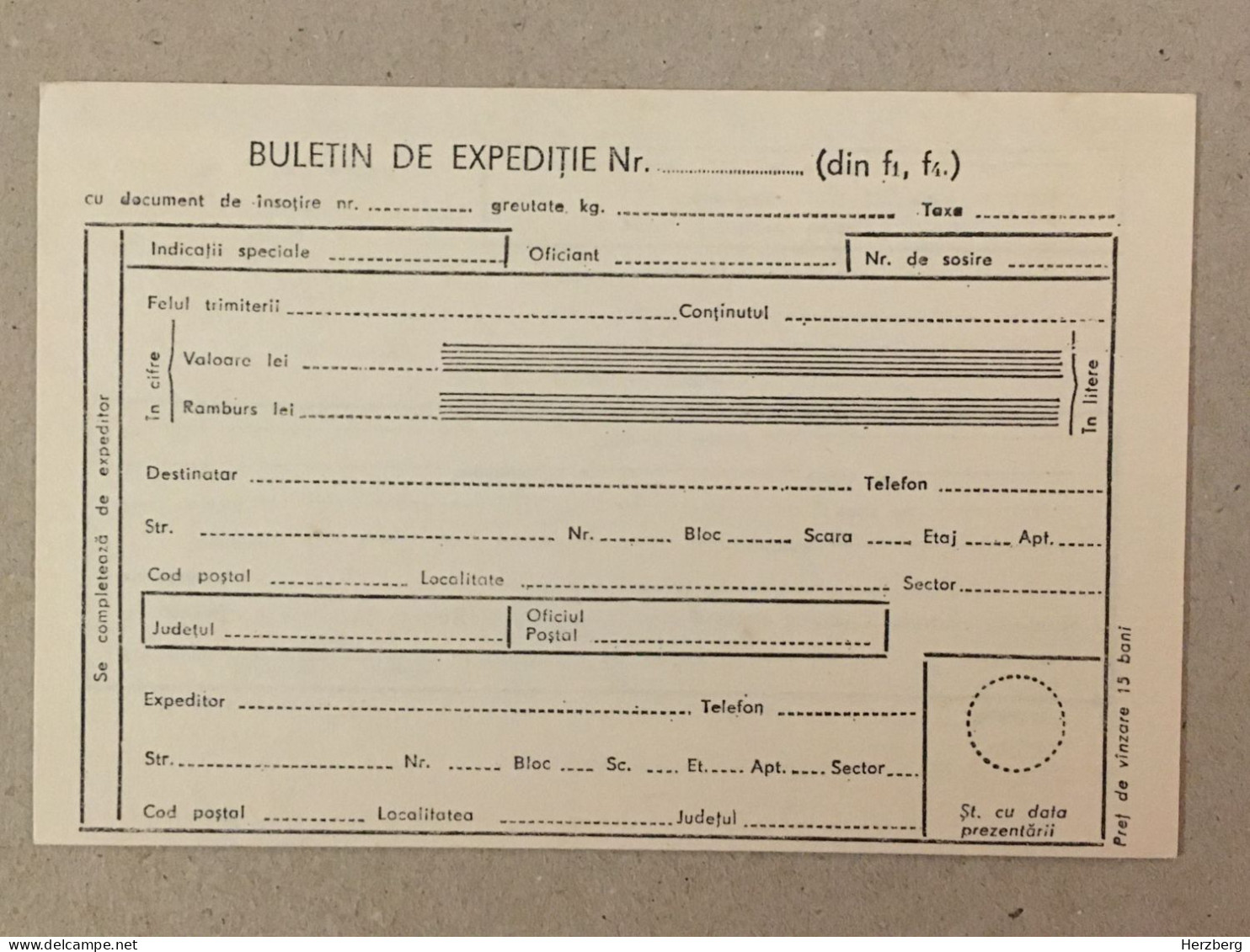 Romania Rumanien Roumanie - 1978 Aviz Postal - Buletin De Expeditie - Postal Dispatch Bulletin / Postal Notice - Lettres & Documents